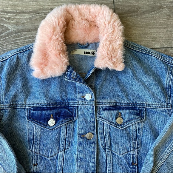 Topshop MOTO Faux Fur Denim Jacket - Picture 6 of 16